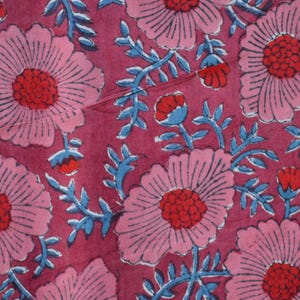Daisy Flower Hand Block Print Cotton Fabric by the Yard, Jaipur Indian Floral Block Print Textile, Women fashion Dressmaking Sewing Material image 8