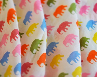 Elephant Print Cotton Fabric: Soft Voile, Colorful Kids Apparel