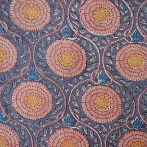 Grape Black Hand Block Print Cotton Fabric: Indian Summer Dress Material