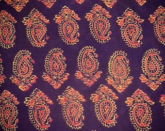 Ajrakh Cotton Fabric: Hand Block Printed Indian Fabric by the Yard
