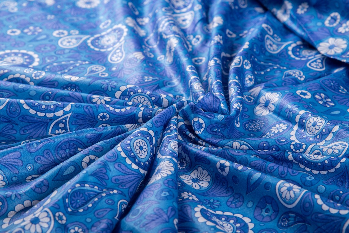 Aqua Blue Surf Fabric Soft Voile Cotton Print Fabric India Etsy