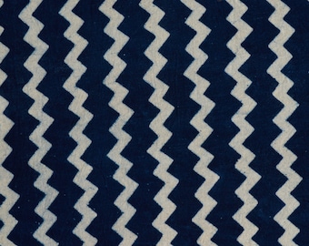 Indigo Cotton Fabric: Hand Block Print Indian Fabric by the Yard
