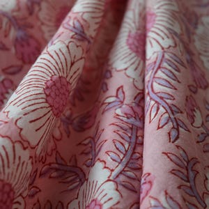 Daisy Flower Hand Block Print Cotton Fabric by the Yard, Jaipur Indian Floral Block Print Textile, Women fashion Dressmaking Sewing Material image 5