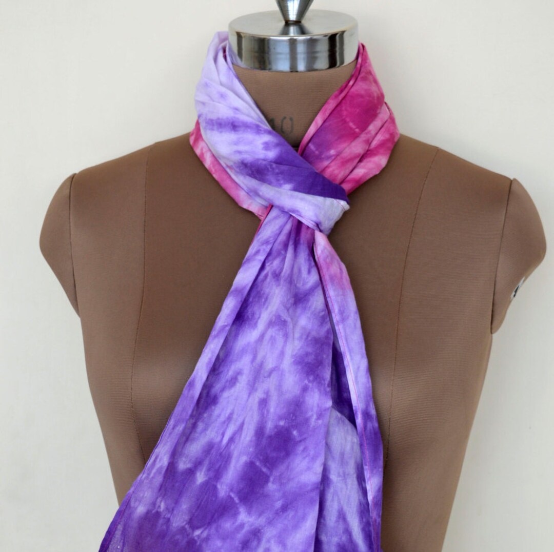 Écharpe En Coton Blanc Tie-dye Garneck - Taille Unique ~170x57 Cm, Pour Activités DIY, Teinture, Peinture, Cadeau Créatif - 5