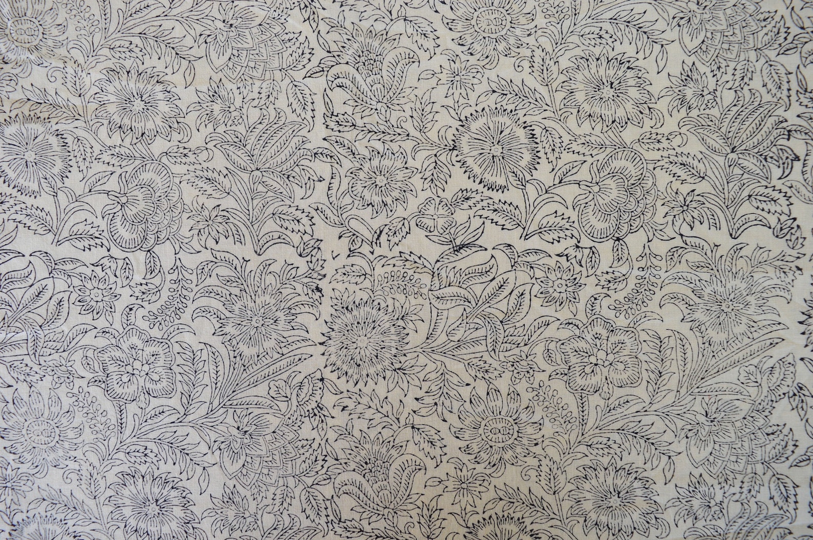 Off White Block Printed Mughal Butta Fabric Only BP32
