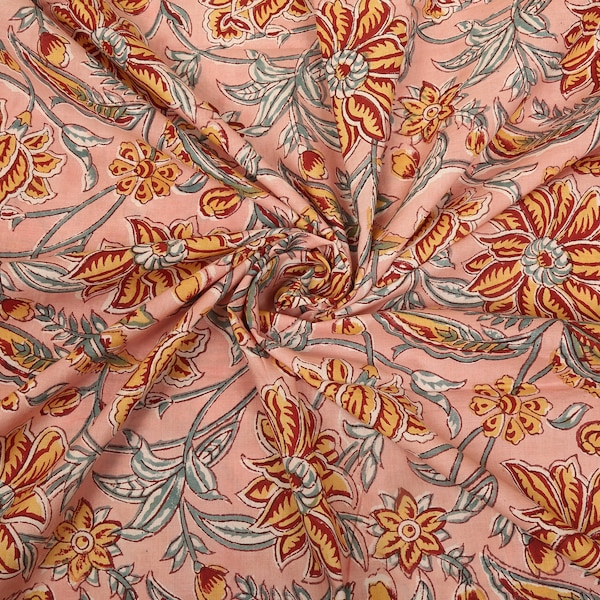 Floral Cotton Fabric by yard, Block Print Fabric, India Fabric, Printed Cotton Fabric, Fabric by yard, Hand Block Print Fabric of India