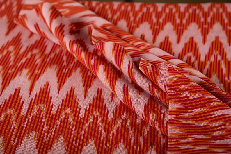 Red /& Orange Ikat Fabric Indian Fabric Sold by Yard IKAT Fashion Cotton Fabric Upholstery Fabric Ikat Fabric Hand loom Fabric