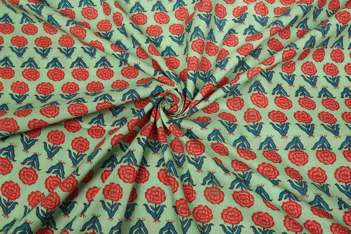 Cotton Fabric by yard Screen Print Fabric India Fabric Etsy