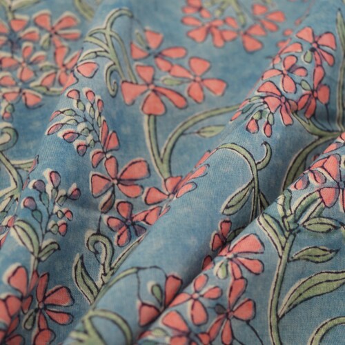 Tissu de coton doux indien 100% pur coton, tissu par yard, rideaux de vêtements pour femmes, impression à la main, tissu indien