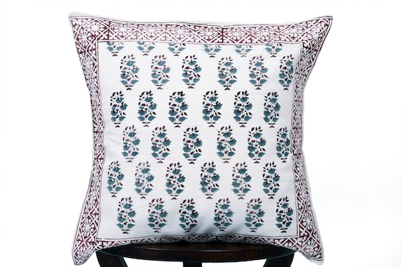 Decorative cushion cover, Beautiful block print cushion cover, Block Printed Cushion Cover- Indian Cushion Cover- pillow cover 16x16"