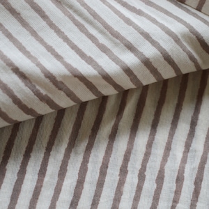 Brown Stripe Block Print Fabric: Indian Cotton By The Yard