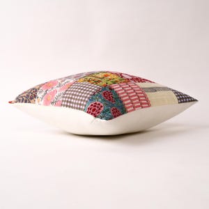 Hållbart lapptäckeskuddfodral, handgjort blocktryck, storlek 40x40 cm bohemisk kudde för lantlig inredning, kuddfodral i lantlig stil