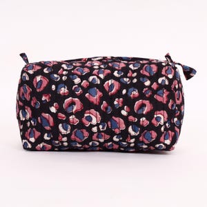Hand Block Print Cotton Toiletry Bag: Quilted Makeup Pouch