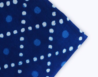 Indigo Cotton Fabric: Hand Block Printed Indian Fabric by the Yard