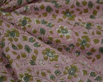 Floral Hand Block Print Cotton Fabric: Purple Bohemian Dressmaking
