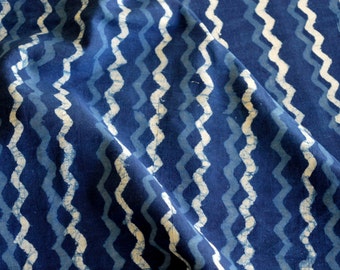 Indigo Cotton Fabric: Hand Block Print, India Fabric By The Yard