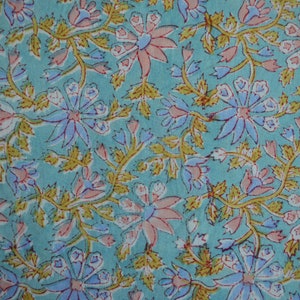 Get your hands on this beautiful handmade floral block print cotton fabric from India, perfect for women's dresses and handcrafted items. image 6