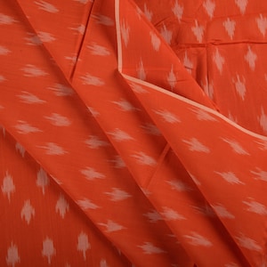 Orange Ikat Fabric: Hand Loomed Indian Fabric by the Yard