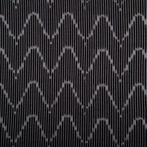 May include: Black fabric with a repeating pattern of vertical lines and a subtle wave design.