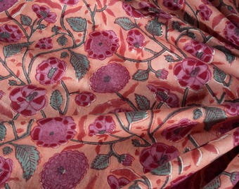 Beautiful Floral Hand Block Print, 100% Cotton Fabric by the yard, Women's Clothing Fab, Soft Assorted Fabric, Floral Dressmaking Fabric