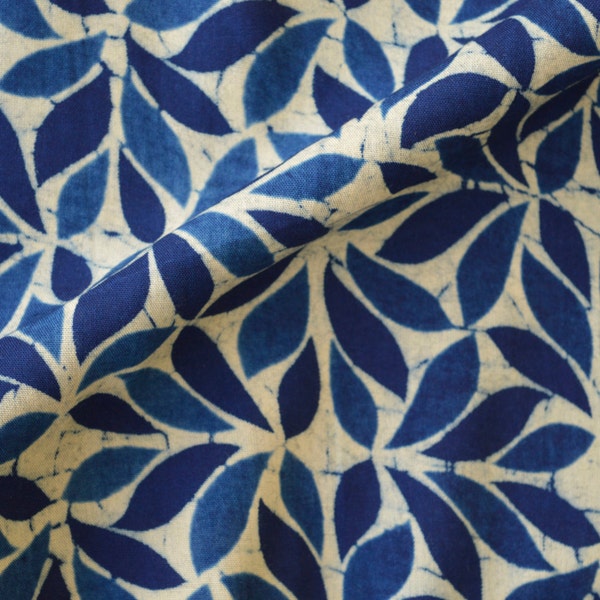 Rayon Fabric, Leaf Print- Indigo fabric, Hand Block Print Fabric, Block Print Fabric, Indian Fabric, fabric By the Yard