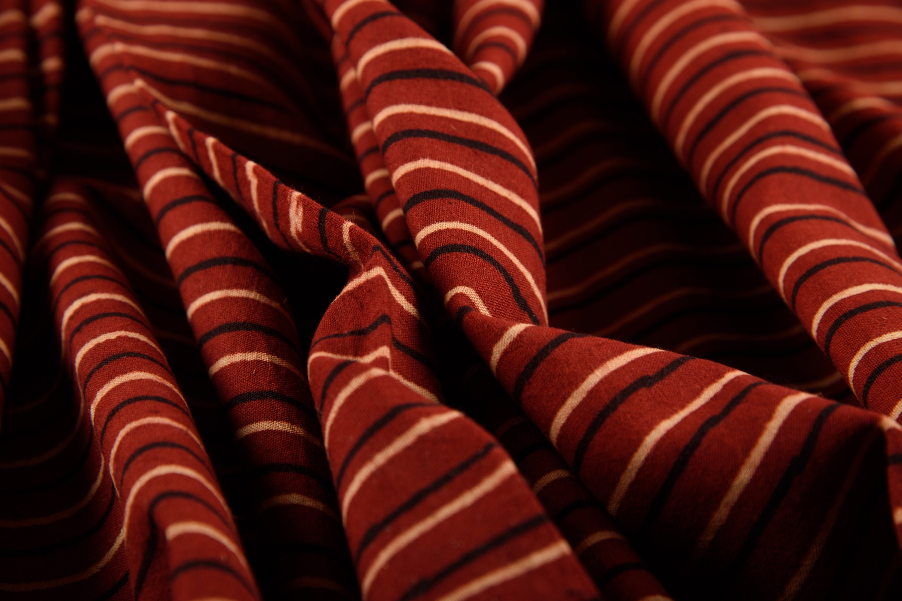 Stripe Black and Red Fabric Block print fabric by the yard Etsy