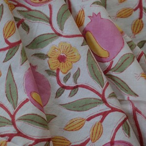 Bohemian Floral Block Print Cotton Fabric: Dressmaking Material