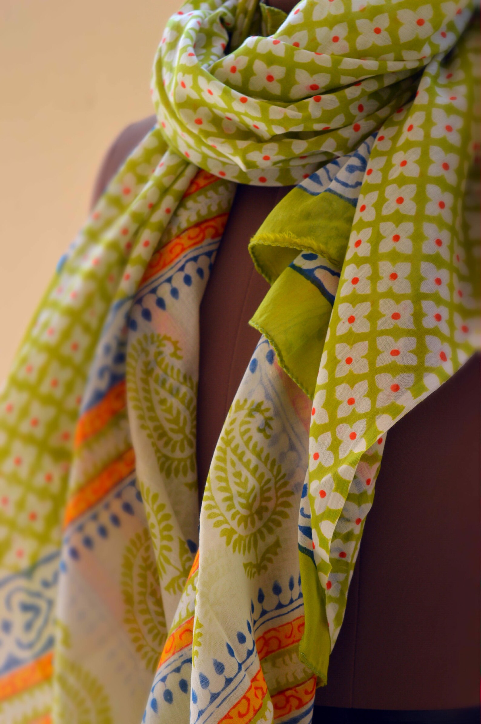 Cotton Scarf Block Print Fabric Scarf India Fabric Hand Etsy