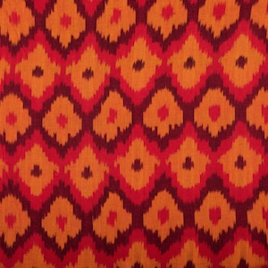 2/60 Soft Fine IKAT Fabric, Orange and Brown Ikat Fabric, Fabric sold by Yard, India Fabric, Hand Loom Fabric , Hand Woven Fabric
