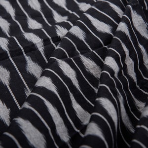 Black & White Ikat Fabric: Handloom Cotton Fashion Fabric