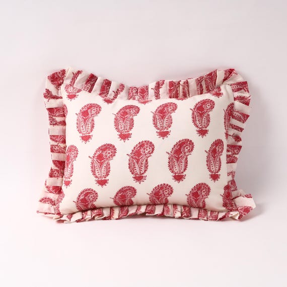 Hand Block Print Cushion Cover, Boho Farmhouse Throw Pillow, Cottage Core Pillow Covers, Decorative Cushion Covers, Boho Farmhouse Décor