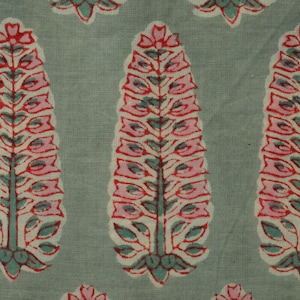 Mughal print fabric with Olive ground 100% Cotton Hand Block Print Indian Fabric by the yard, Women's Clothing, Beautiful print fabric