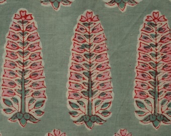 Mughal print fabric with Olive ground 100% Cotton Hand Block Print Indian Fabric by the yard, Women's Clothing, Beautiful print fabric