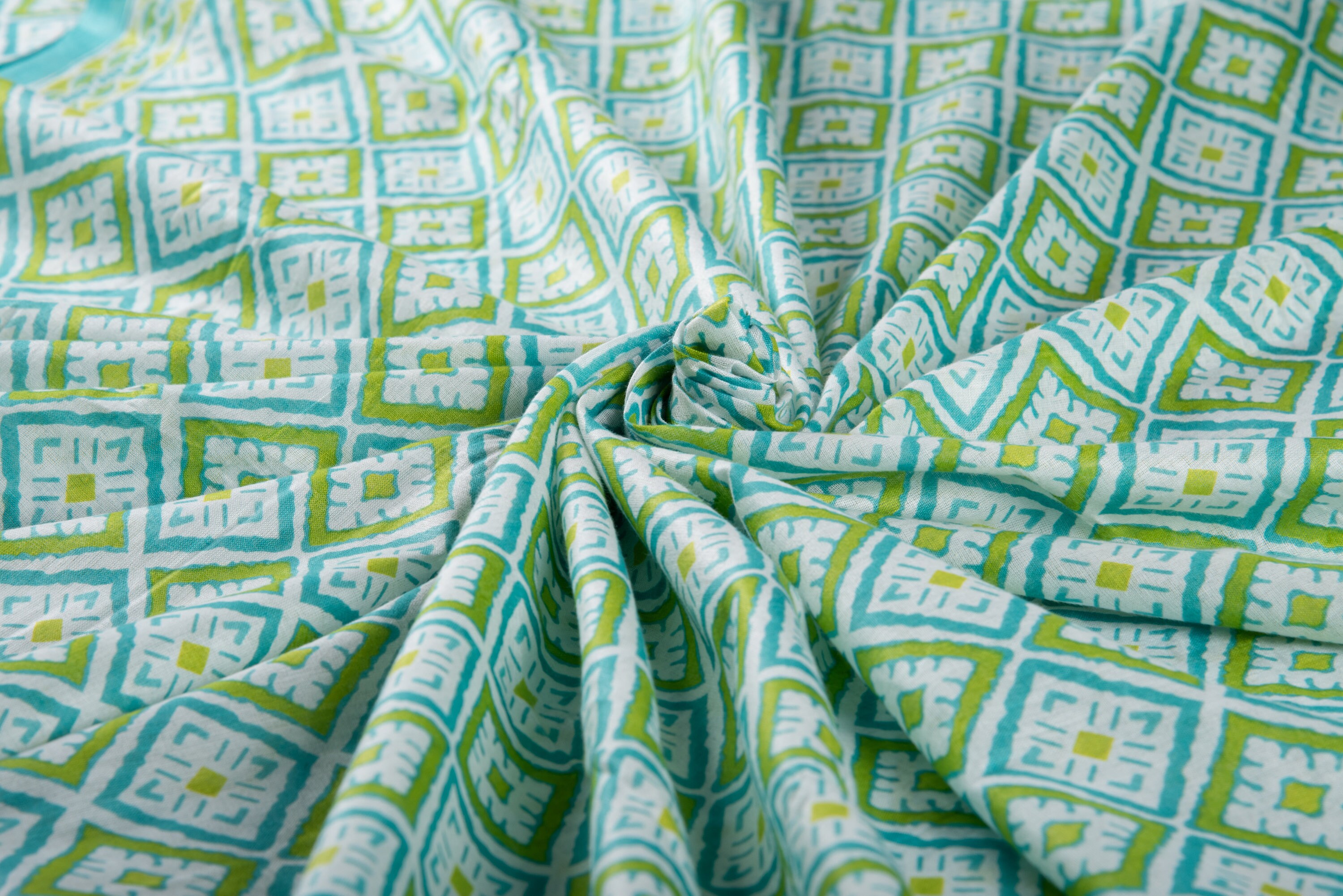 Aqua Green Surf Fabric Soft Voile Cotton Print Fabric India Etsy