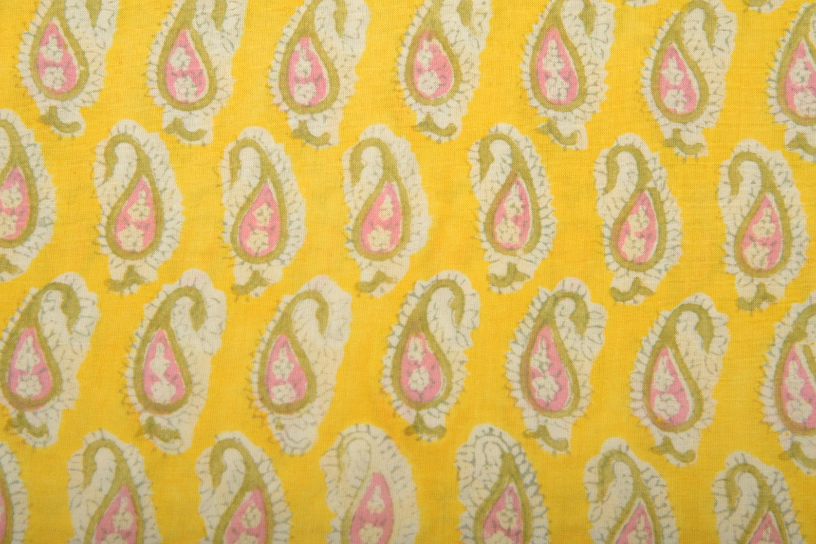 Yellow & Pink Fabric Block Print Cotton Fabric India Fabric Etsy
