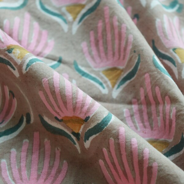 Beautiful Sea Shell Beige Hand Block Print Fabric 100% Cotton Indian Fabric by the yard, Women's Clothing, Beautiful Print Fabric