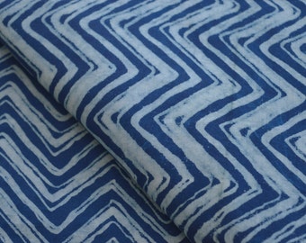 Indigo Cotton Fabric: Hand Block Print Indian Fabric by the Yard