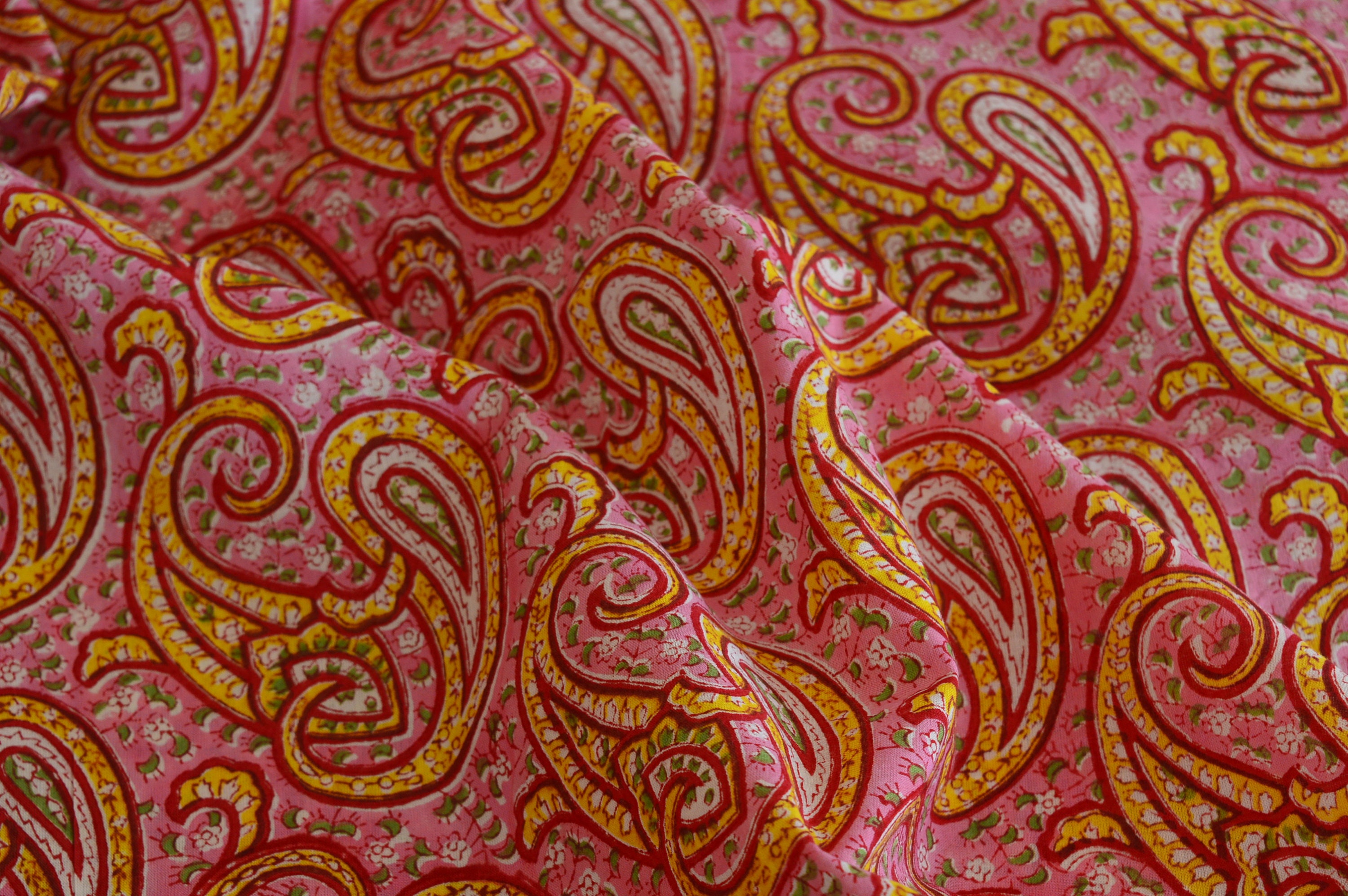 Beautiful Paisley Hand Block Print Fabric Printed Cotton Etsy