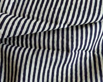 Black Stripe Hand Block Print Cotton Fabric - Indian Sewing Fabric Sold by the Yard, 100% cotton cloth