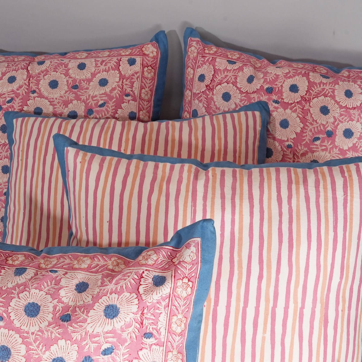Botanical Indian Block Print Pillow Cover, Modern Designer Cushions, Home Decor, Hand Blockprint Cushion, 18"x18" and 20"x20" Set of 5 - Etsy