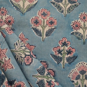 Tela de algodón suave con estampado mogol, 100% algodón puro de la India, cortada a medida, para mujer. Estampado artesanal con bloques de madera.