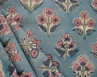 Mughal Print Soft Cotton Block Print Indian 100% Pure Cotton Cloth, Fabric by the yard, Women's Clothing, Hand Block print