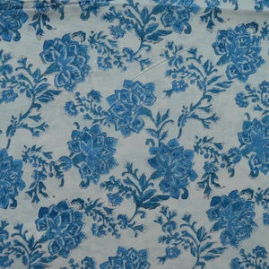 Blue Floral Block Print Cotton Fabric: Bohemian Dressmaking, Soft Cambric