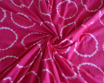 Hand Dyed Shibori Cotton Fabric By The Yard: Pink India Dress Material
