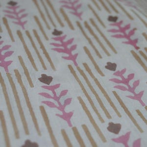 Striped Print Cotton fabric, Motif hand block print Indian fabric sold by the yard, dressmaking fabric