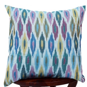 Handloom Ikat Cushion Cover: Boho Indian Decor (16x16)