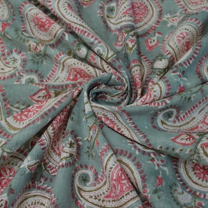 Beautiful Paisley Print Fabric, Block Print Fabric, India Fabric, Printed Cotton Fabric, Fabric by yard, Hand Block Print, Fabric India