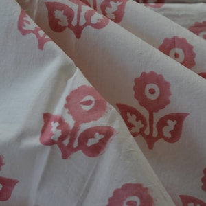 Red Hand Block Print Cotton Fabric: Bohemian Dressmaking, 44&quot; Wide