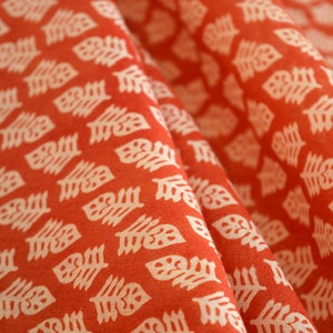 Red & White Printed Cotton Voile Fabric: Soft Thin Indian Fabric