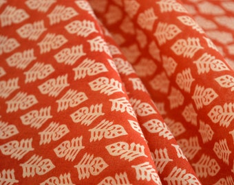Red & White Printed Cotton Voile Fabric: Soft Thin Indian Fabric
